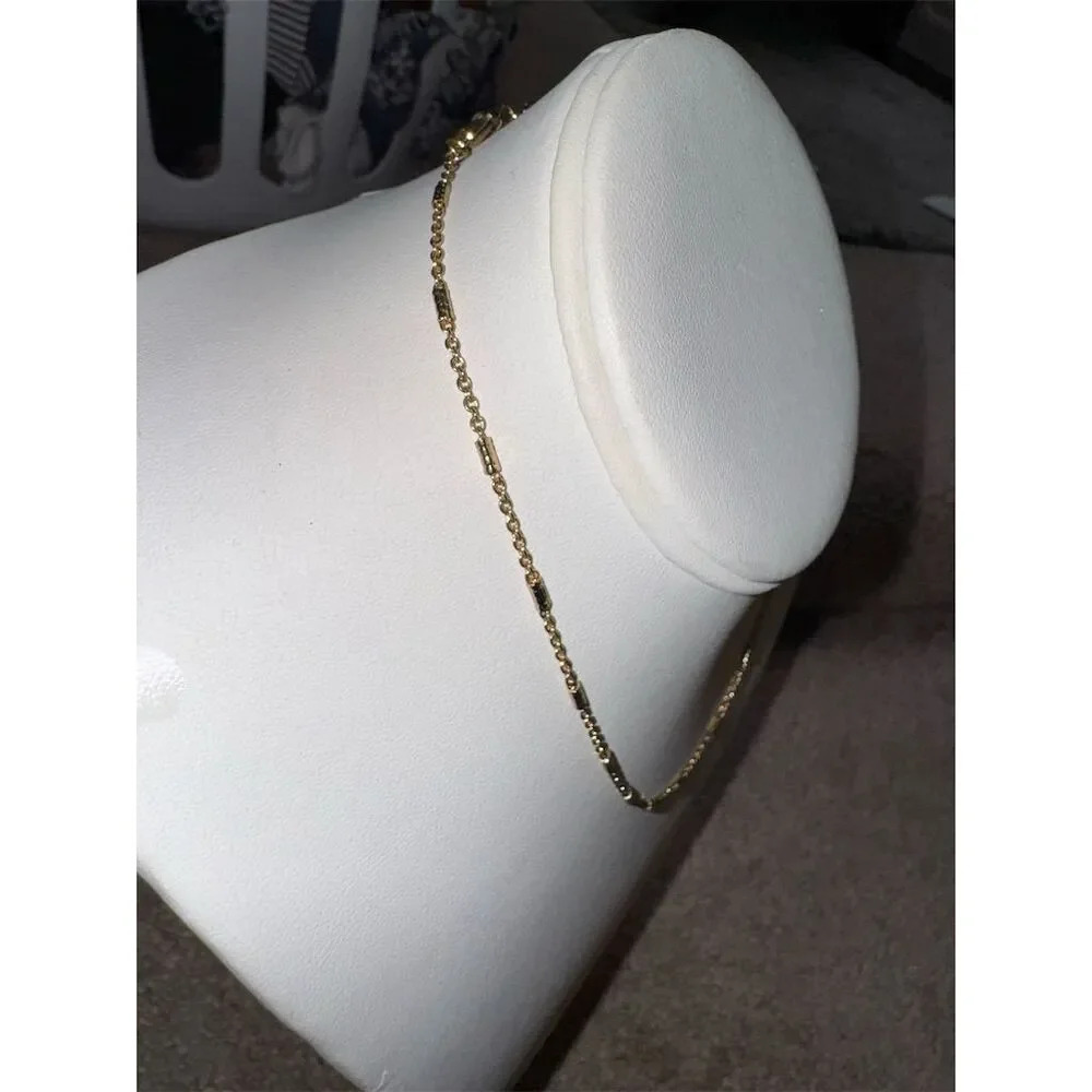 Dainty Gold-Tone Tube and Chain link Necklace 16” - Picture 8 of 14